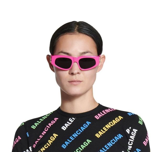 Balenciaga BB0095S 006 Sunglasses Pink Gold Logo Grey Cat Eye Women main image 5